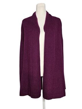Just Cashmere By Forte 100% Cashmere Open Cardigan Burgundy Women's S Soft Cozy
